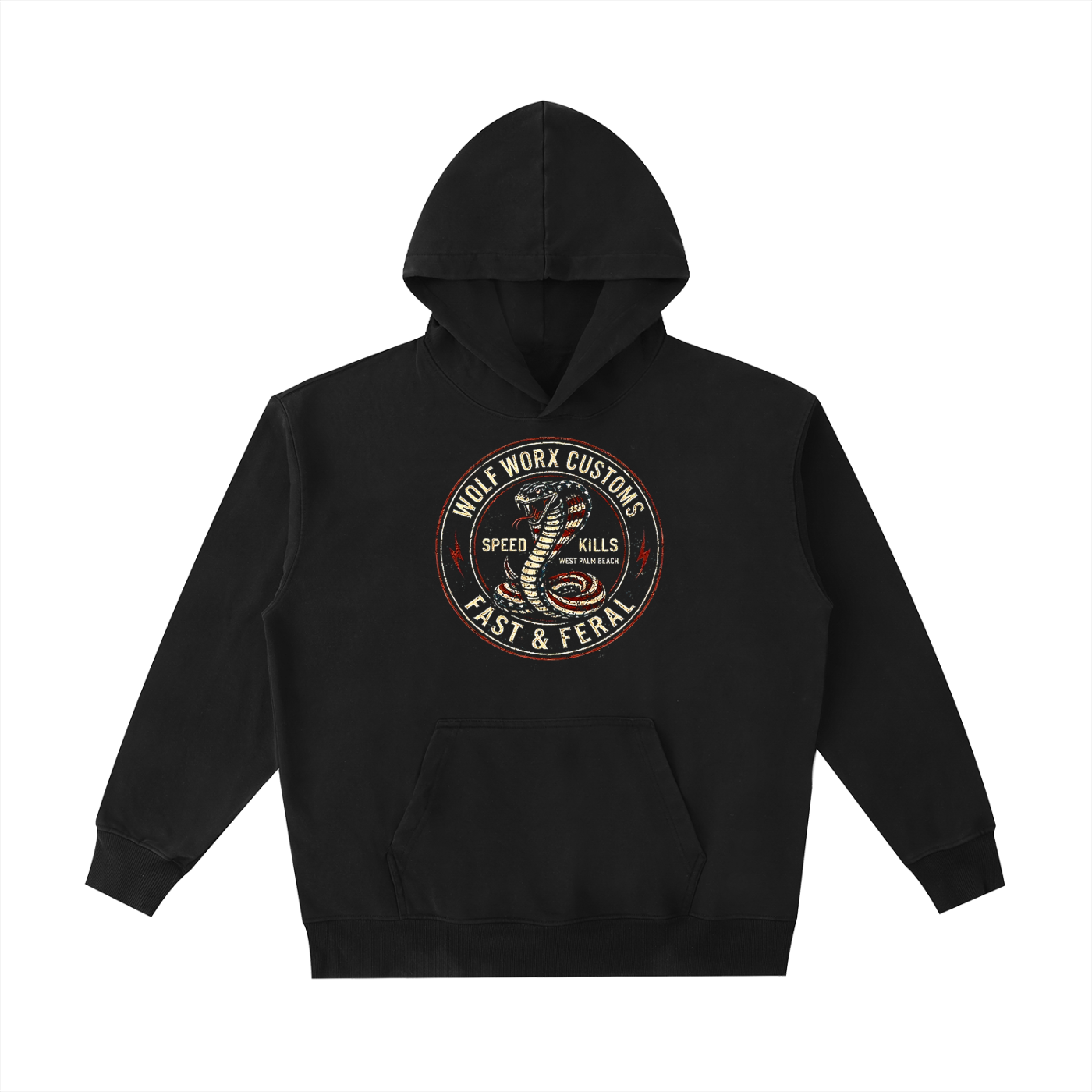 Wolf Worx Customs Gasoline Gospel Snake Vintage Washed Heavyweight Hoodie