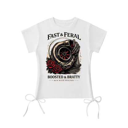Fast & Feral Boosted and Bratty Essential Drawstring T-Shirt