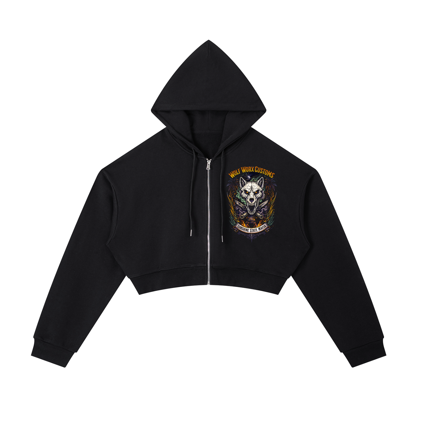 Wolf Worx Customs Sunshine State Mafia Essential Cropped Zip-Up Hoodie