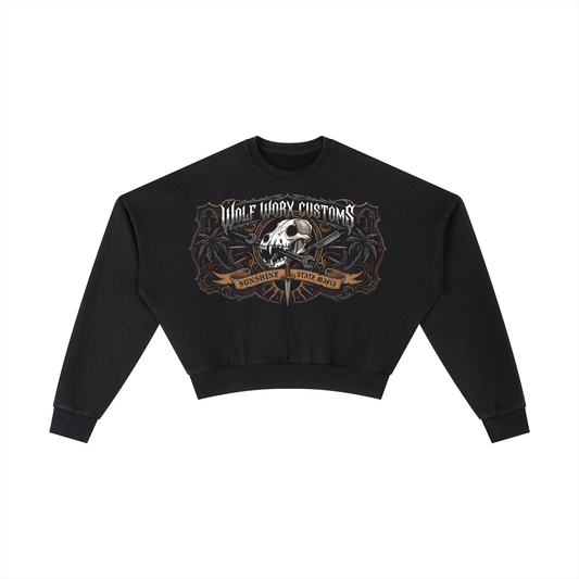Wolf Worx Customs Sunshine State Mafia Barbwire Vintage Washed Cropped Sweatshirt