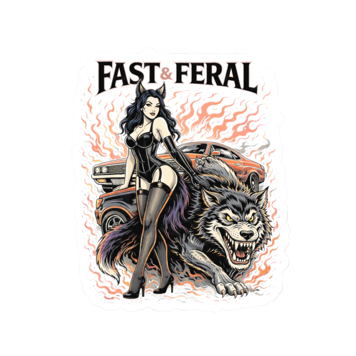 Wolf Worx Customs Fast & Feral Sticker
