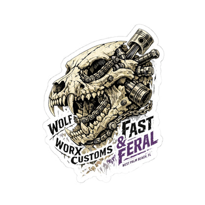 Wolf Worx Customs Skull Pistons Sticker