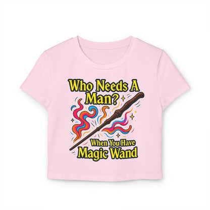 Magic Wand Women's Baby Tee, Cute Graphic Tee, Funny Slogan Shirt, Gift for Her, Casual Wear, Birthday Gift, Trendy Fashion