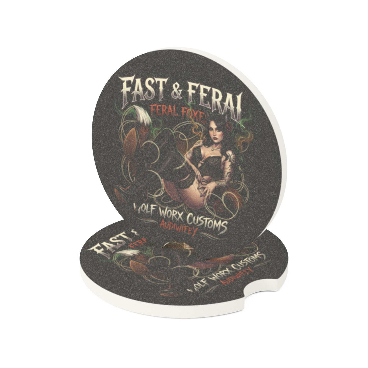 Feral Foxes Audiwifey Car Coaster