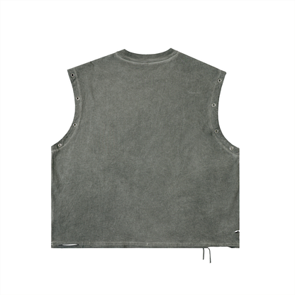 Fast and Feral Distressed Grommet Eyelet Tank Top