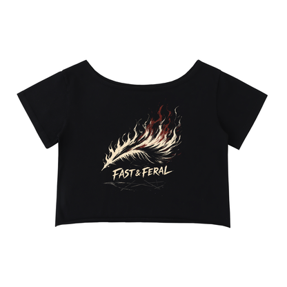 Wolf Worx Customs Fast & Feral Off The Shoulder Rolled Hem T