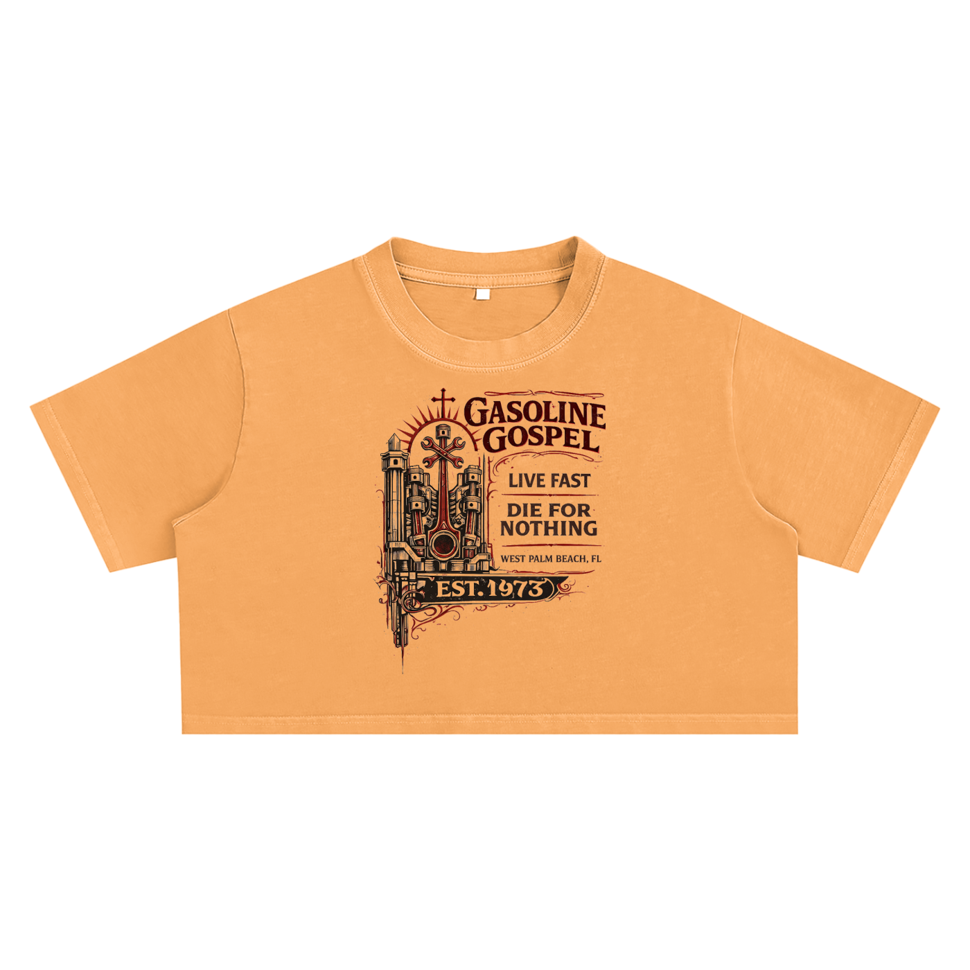 Fast & Feral Gasoline Gospel Snow Washed Crop Top