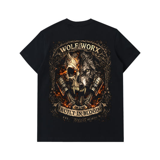 Wolf Worx Customs Built In Blood Essential Heavyweight Cotton T-Shirt