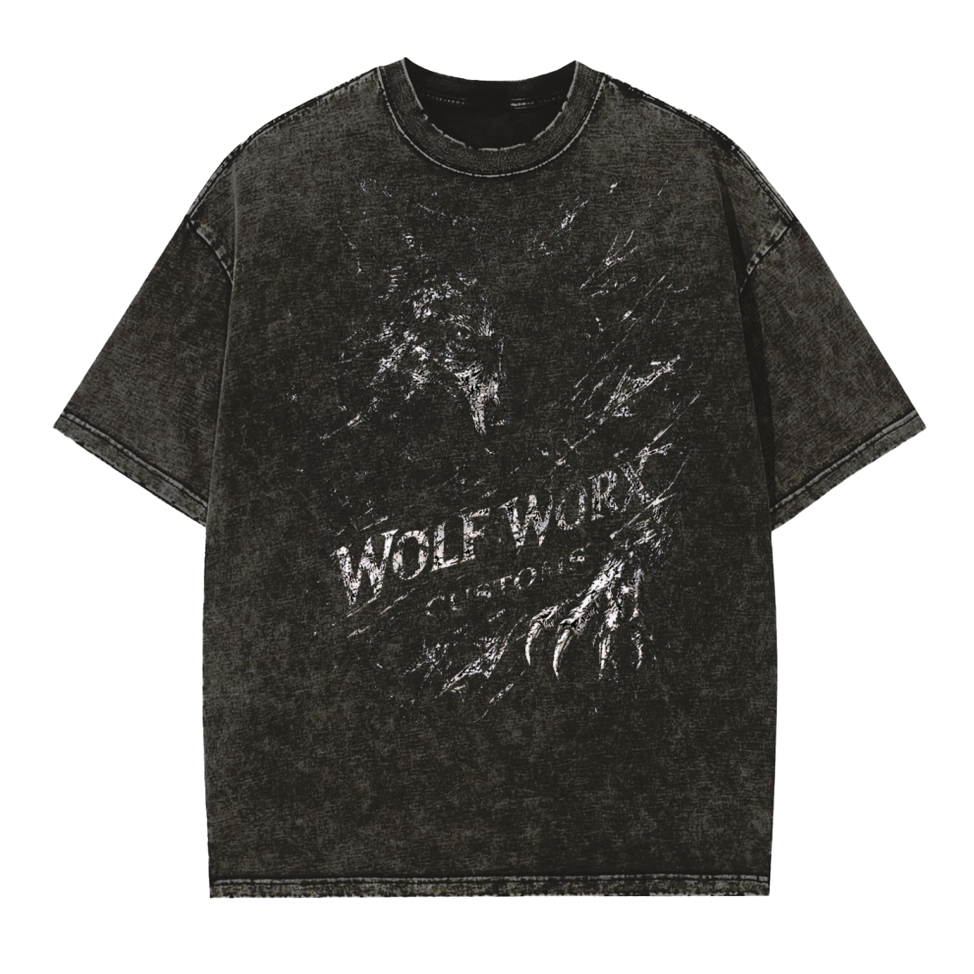 Wolf Worx Customs Wolf Shadows Vintage Washed Frayed Edge T-Shirt