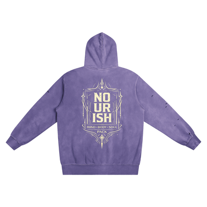 No Ur Ish NOURISH Distressed Vintage Wash Hoodie
