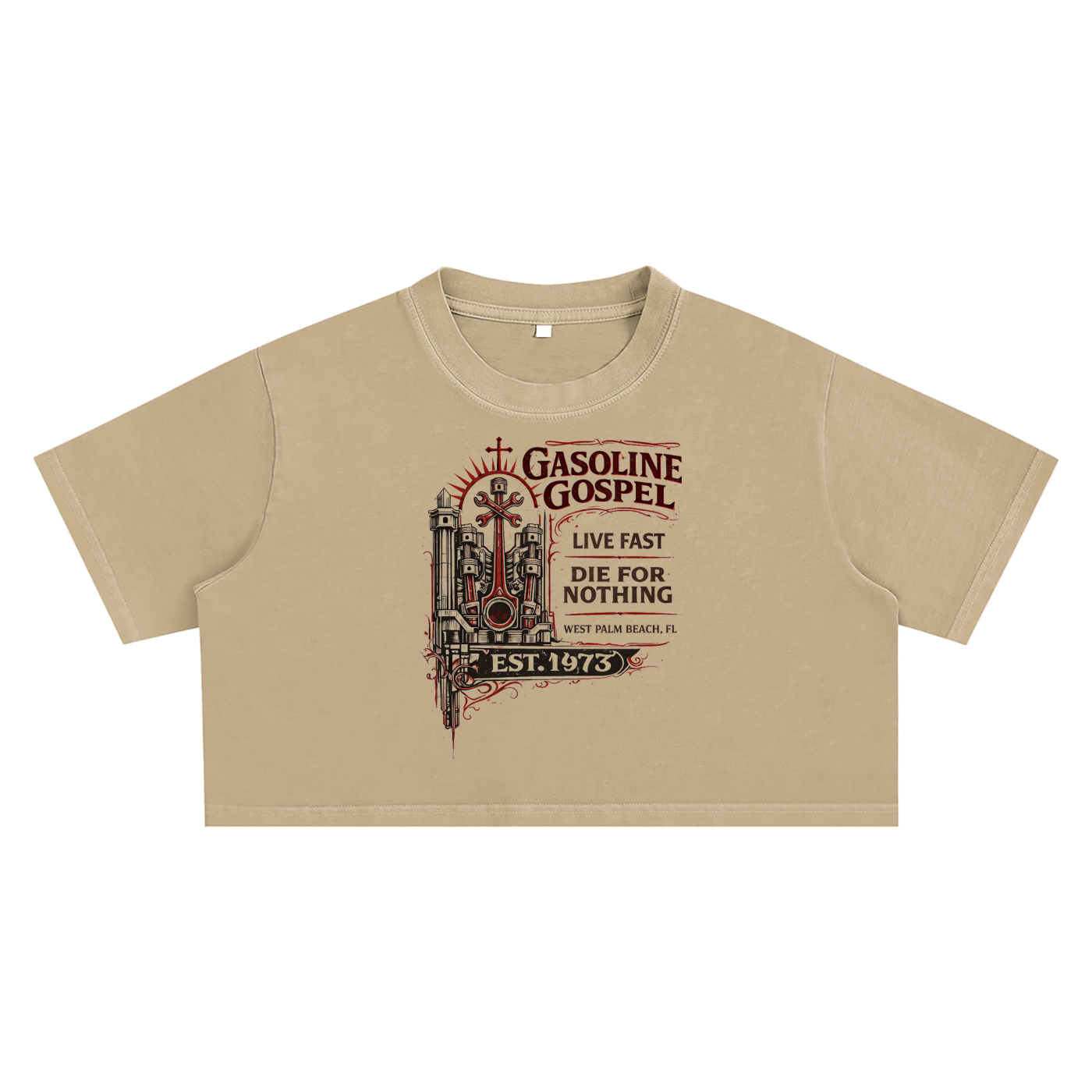 Fast & Feral Gasoline Gospel Snow Washed Crop Top