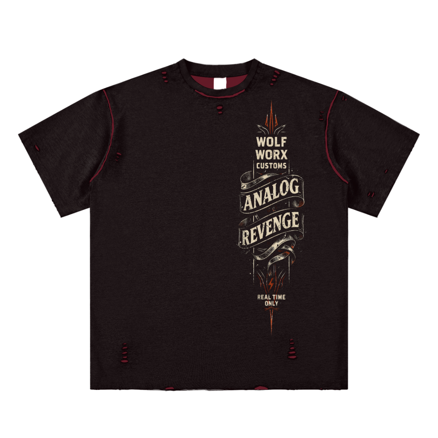 Wolf Worx Customs Analog Revenge Hand-frayed Reversible T-shirt