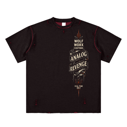 Wolf Worx Customs Analog Revenge Hand-frayed Reversible T-shirt