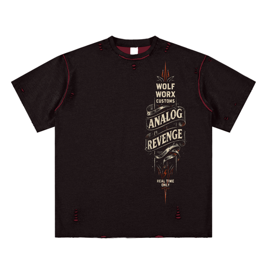 Wolf Worx Customs Analog Revenge Hand-frayed Reversible T-shirt