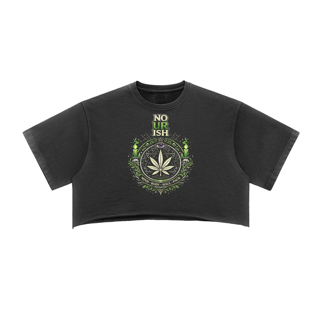 No Ur Ish NOURISH Snow Washed Raw Edge Crop Top