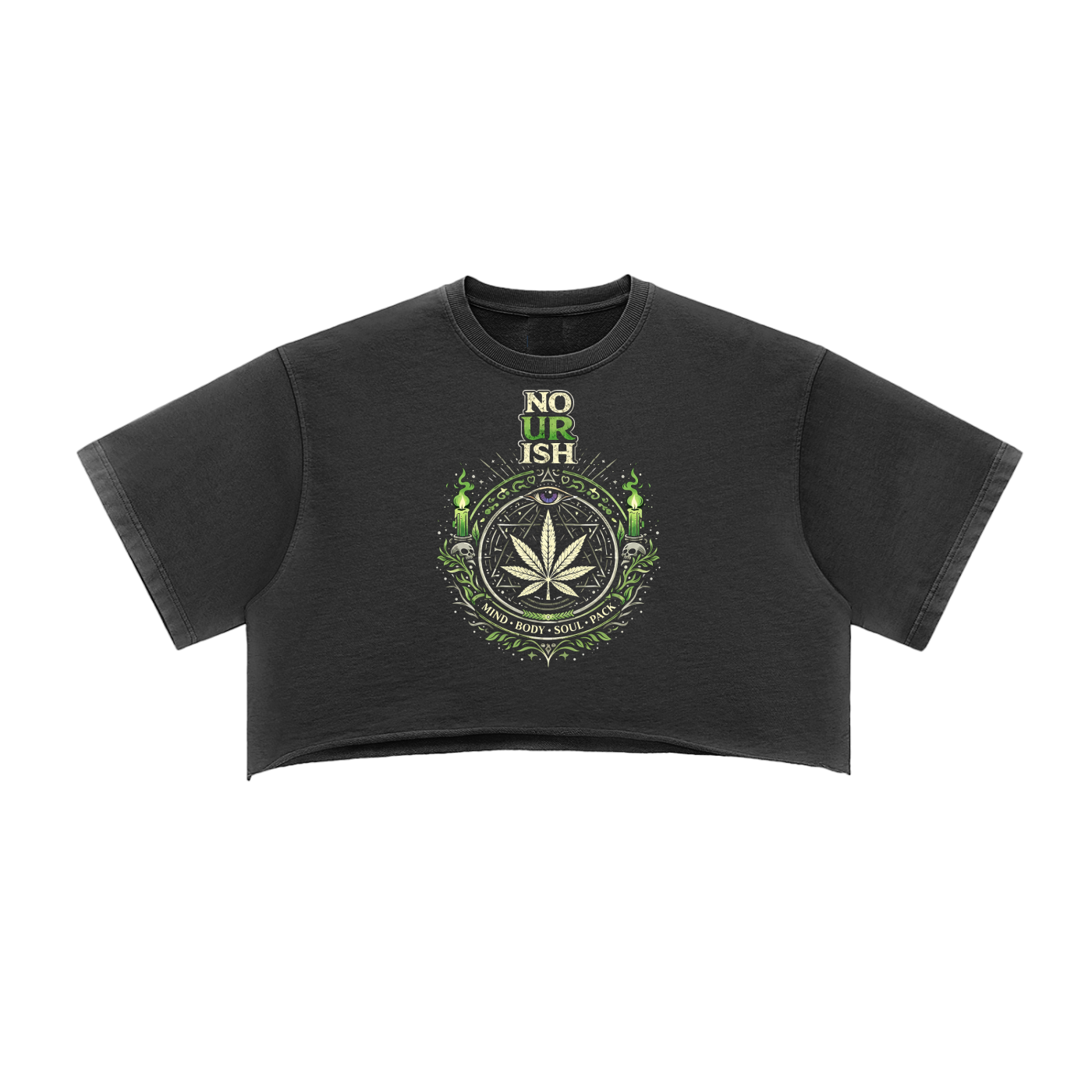 No Ur Ish NOURISH Snow Washed Raw Edge Crop Top