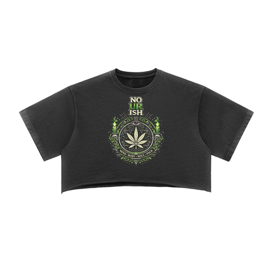 No Ur Ish NOURISH Snow Washed Raw Edge Crop Top