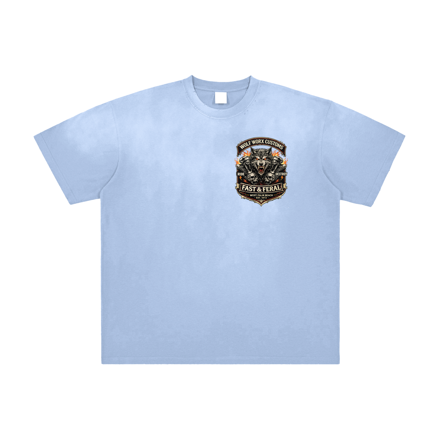 Wolf Worx Customs Wolf Snake Vintage Washed Frayed T-Shirt