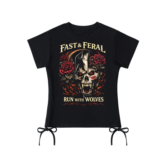 Fast & Feral Run With Wolves Essential Drawstring T-Shirt