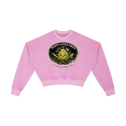 kenzie Killz Happy Little Trees Cannabis Vintage Washed Cropped Sweatshirt