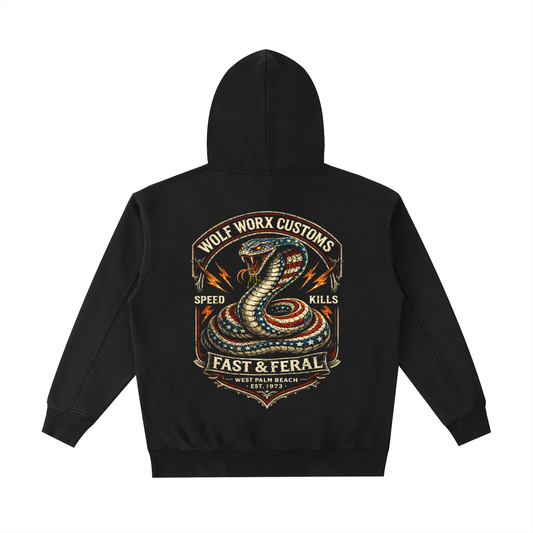 Wolf Worx Customs Gasoline Gospel Snake Vintage Washed Heavyweight Hoodie