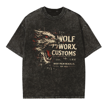 Wolf Worx Customs Gasoline Gospel 73 Vintage Washed Frayed Edge T-Shirt