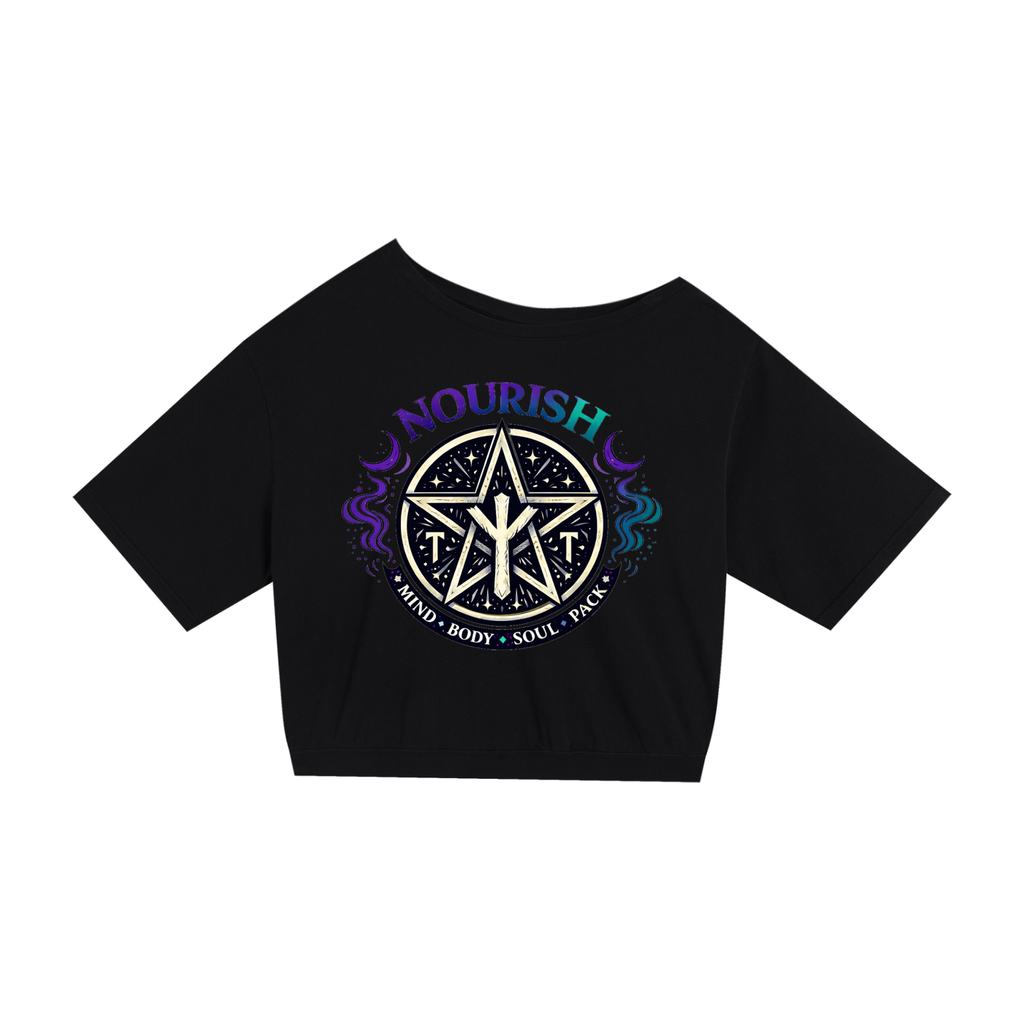No Ur Ish NOURISH Asymmetric Shoulder Oversized Cotton T-Shirt