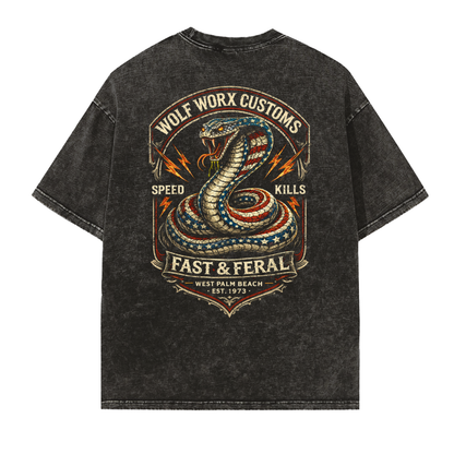 Wolf Worx Customs Cobra Vintage Washed Frayed Edge T-Shirt
