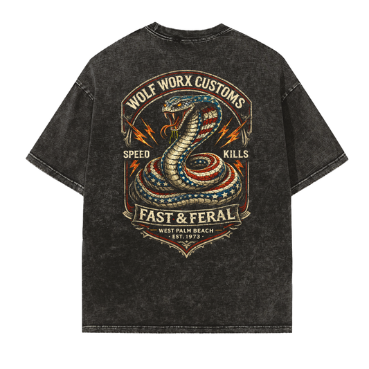 Wolf Worx Customs Cobra Vintage Washed Frayed Edge T-Shirt