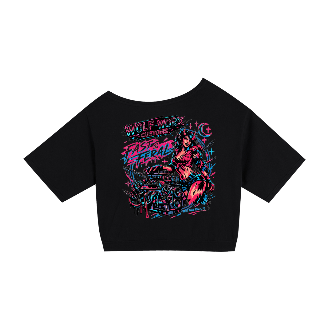 Fast & Feral Neon Asymmetric Shoulder Oversized Cotton T-Shirt