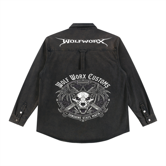 Wolf Worx Customs Sunshine State Mafia Denim Vintage Washed Heavyweight Jacket