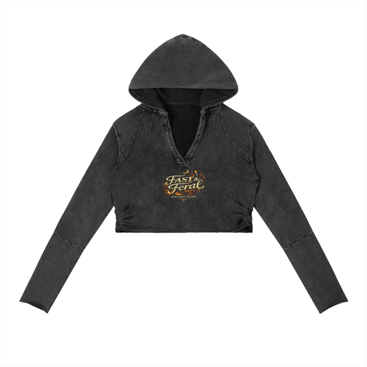 Wolf Worx Customs Fast & Feral Vintage Pistons Washed Raw Edge Hoodie