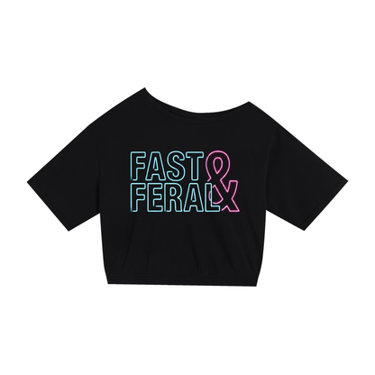 Fast & Feral Neon Asymmetric Shoulder Oversized Cotton T-Shirt
