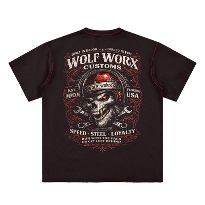 Wolf Worx Customs Helmet Hand-frayed Reversible T-shirt
