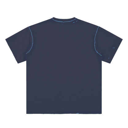 Wolf Worx Customs Fast & Feral Blue Hand-frayed Reversible T-shirt