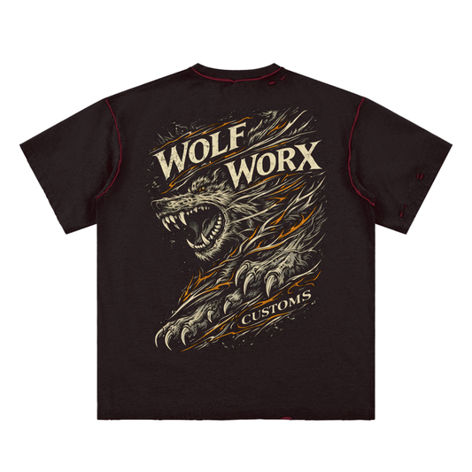 Wolf Worx Customs Pinstripe Slashes Hand-frayed Reversible T-shirt