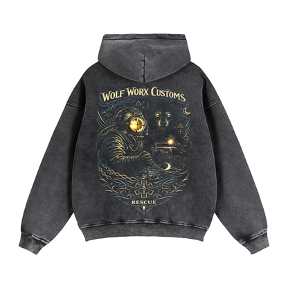 Wolf Worx Customs Hot Rod Heroes Rescue Diver Zip-Through Boxy Fleece Hoodie