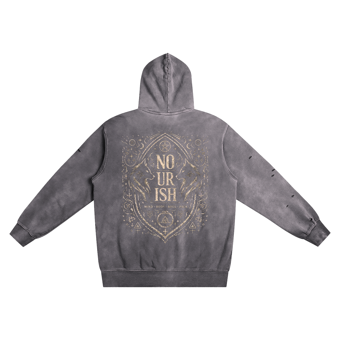 No Ur Ish NOURISH Distressed Vintage Wash Hoodie