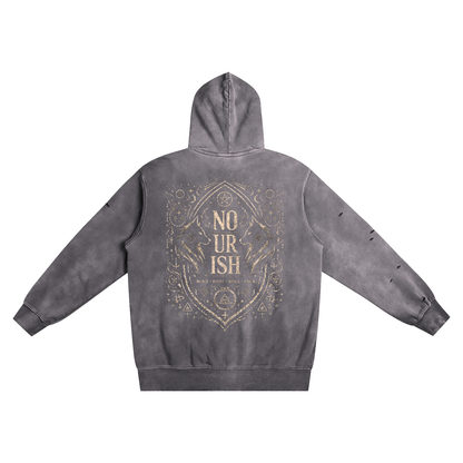 No Ur Ish NOURISH Distressed Vintage Wash Hoodie
