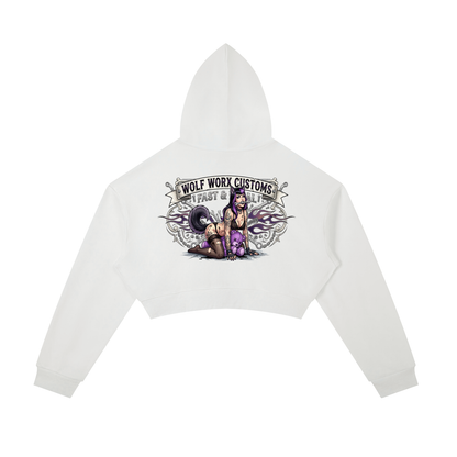 Fast & Feral Naughty Teddy Bear Essential Cropped Zip-Up Hoodie