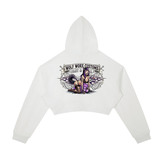Fast & Feral Naughty Teddy Bear Essential Cropped Zip-Up Hoodie
