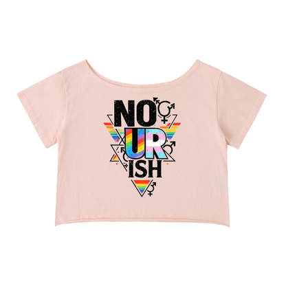 No Ur Ish NOURISH Pride Off-Shoulder Rolled Hem Cotton T-Shirt