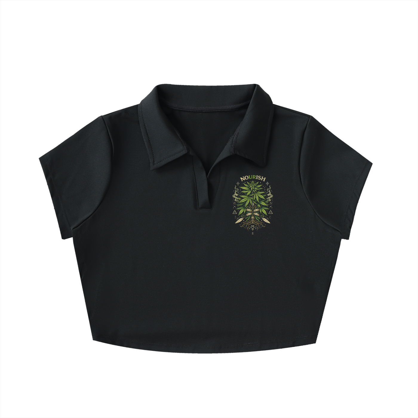 No Ur Ish NOURISH V-Neck Lapel Crop Top