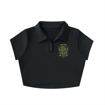 No Ur Ish NOURISH V-Neck Lapel Crop Top