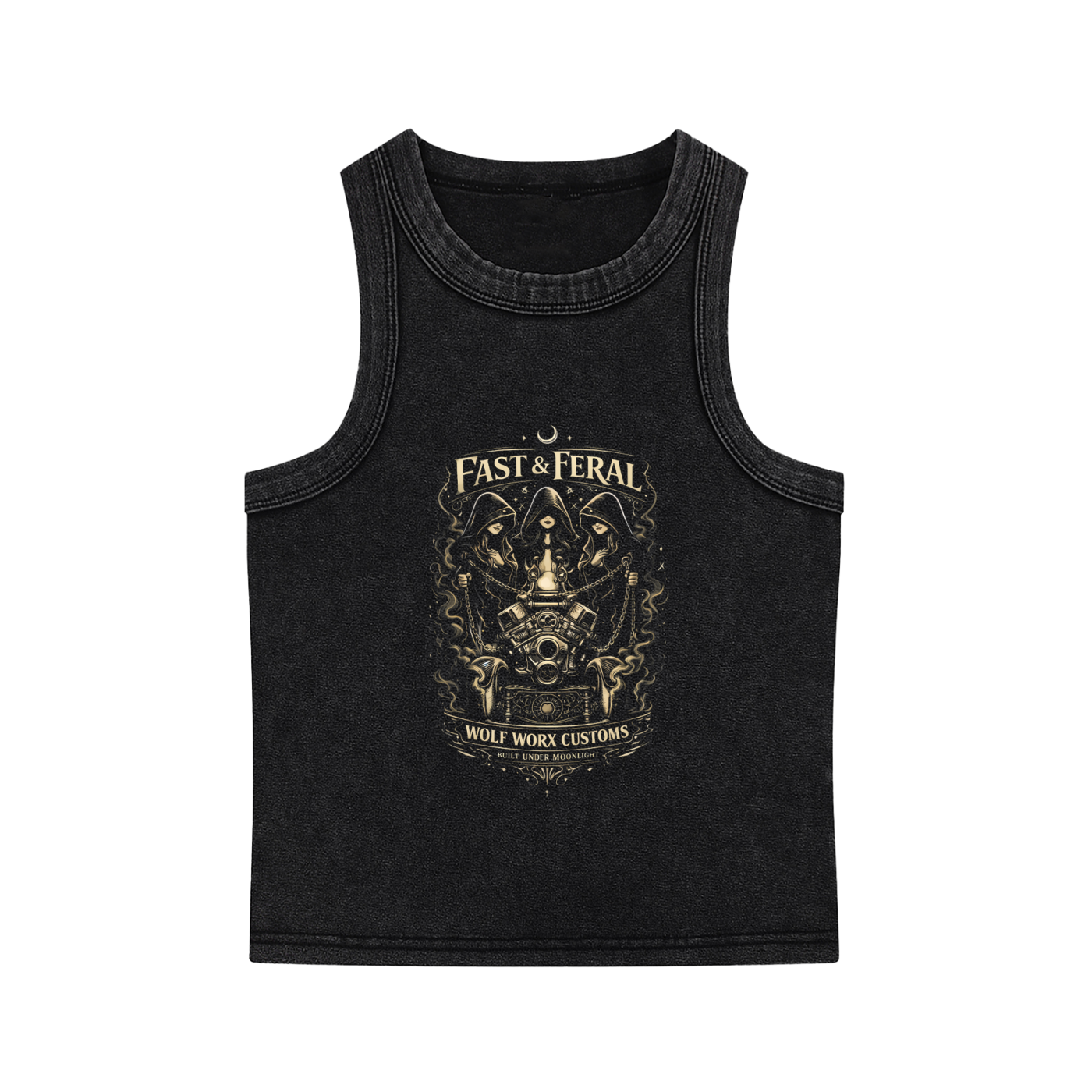 Wolf Worx Customs Fast & Feral Snow Washed Tank Top
