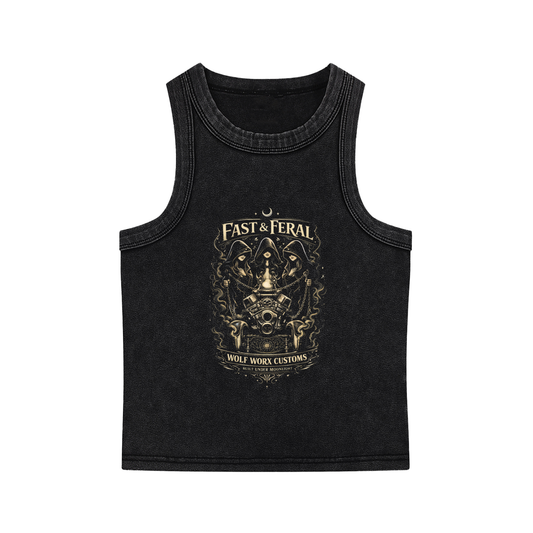 Wolf Worx Customs Fast & Feral Snow Washed Tank Top