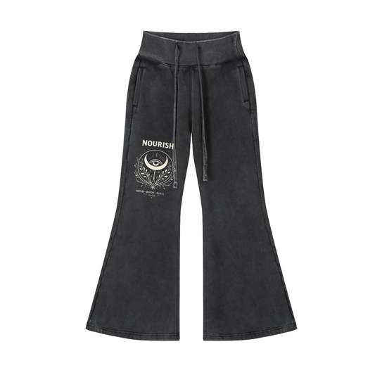 No Ur Ish Nourish Vintage Washed Flared Fleece Pants