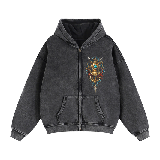 Wolf Worx Customs Hot Rod Heroes Rescue Diver Zip-Through Boxy Fleece Hoodie