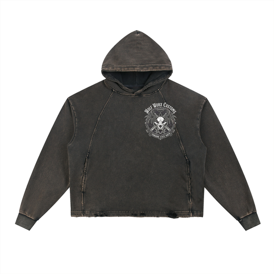 Wolf Worx Customs Sunshine State Mafia Vintage Washed Frayed-Hem Hoodie
