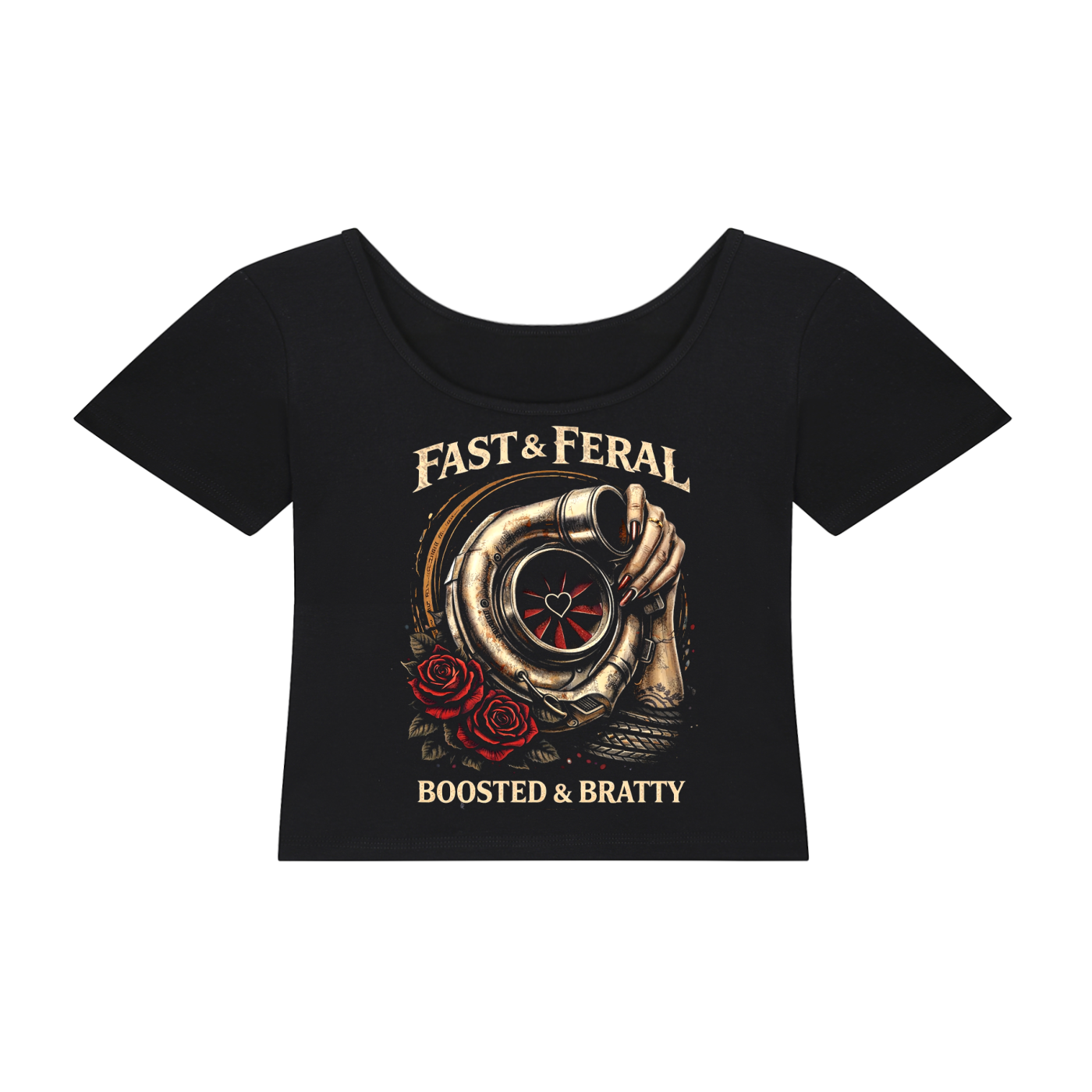 Fast & Feral Boosted & Bratty Essential Cotton Bodycon Crop Top